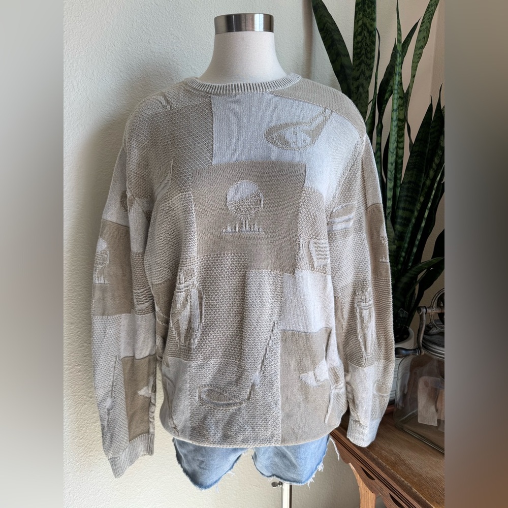 Vintage Cypress Links Golf Sweater 100% Cotton Patch‎ Knit Pullover XL